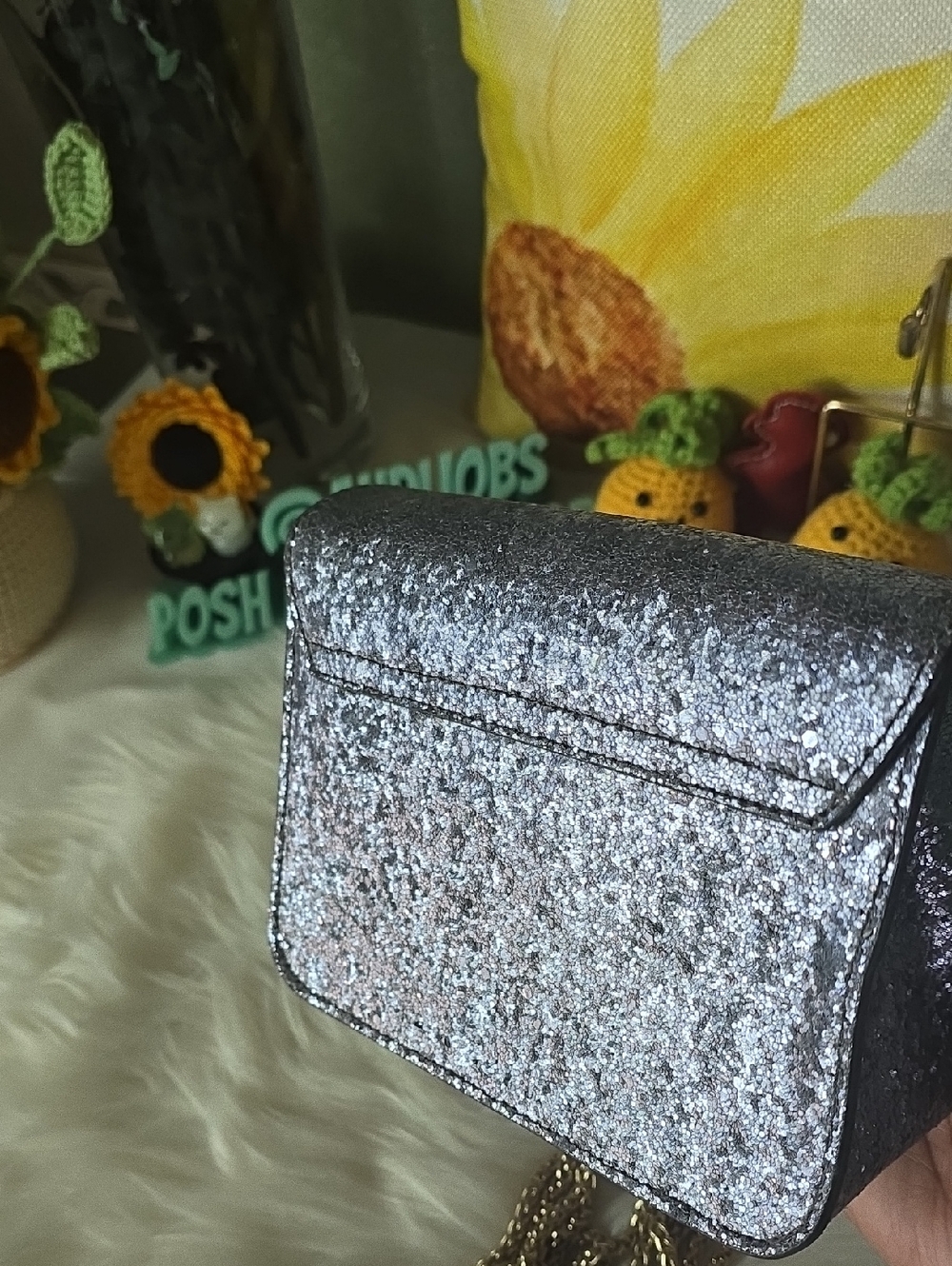 Furla Metropolis Silver Glitter Mini Crossbody with Detachable Strap - Picture 5 of 16